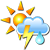 Partly cloudy, possible thunderstorms with rain